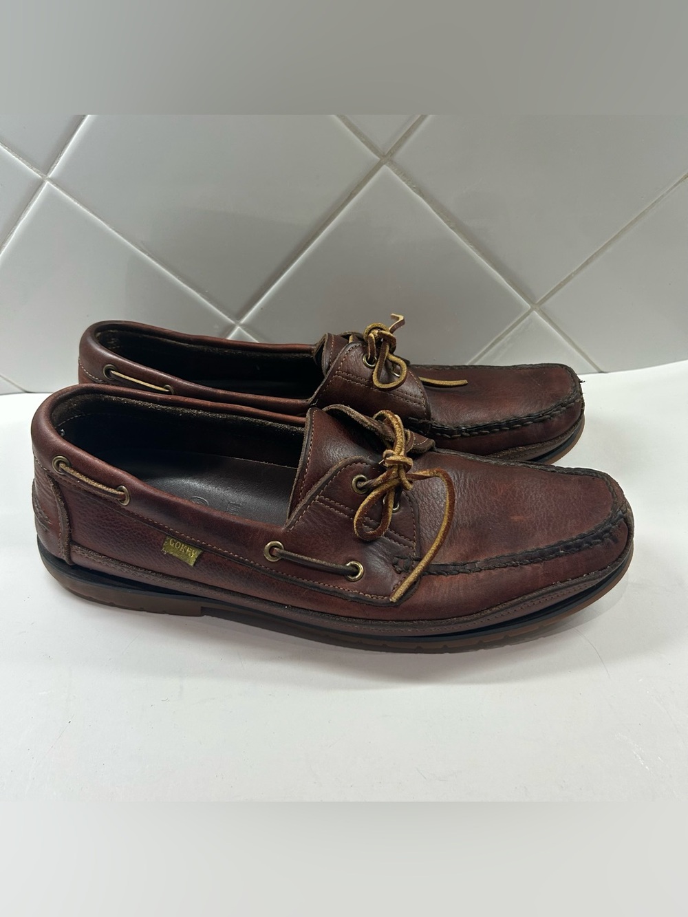 Gokey Leather Boat Topsider Moccasin Loafers Brown Mens 14